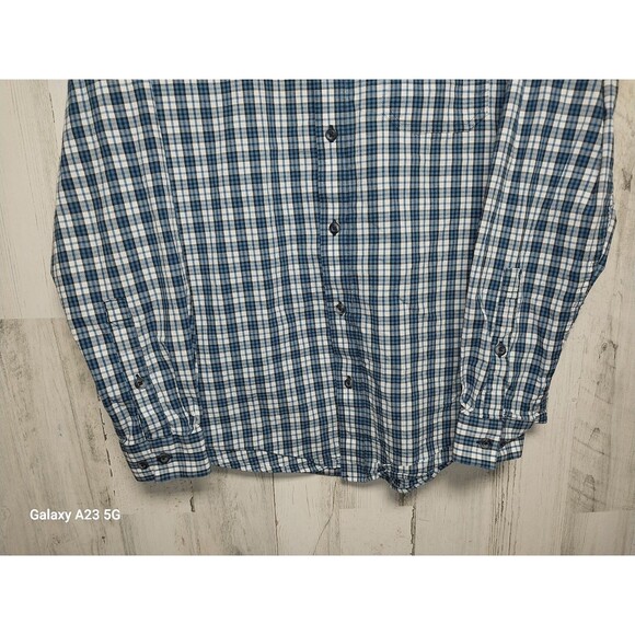 Columbia Men's Medium Blue Plaid Long Sleeve Button Up - Picture 2 of 6